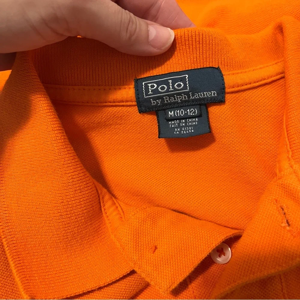Polo Ralph Lauren short sleeve‎ shirt big pony orange green boys medium 10-12
